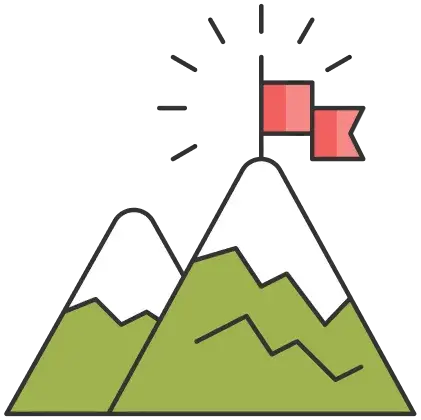 An image that represents hardwork -- A red flag on a mountain