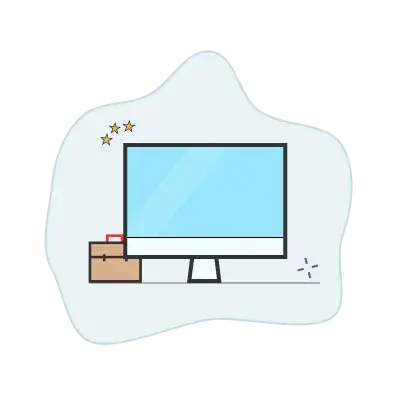 image of monitor screen with suitcase